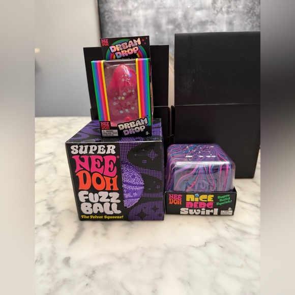 NeeDoh Fuzz Ball & Nice Cream Doh Cone Variety Pack - Pink Purple Blue